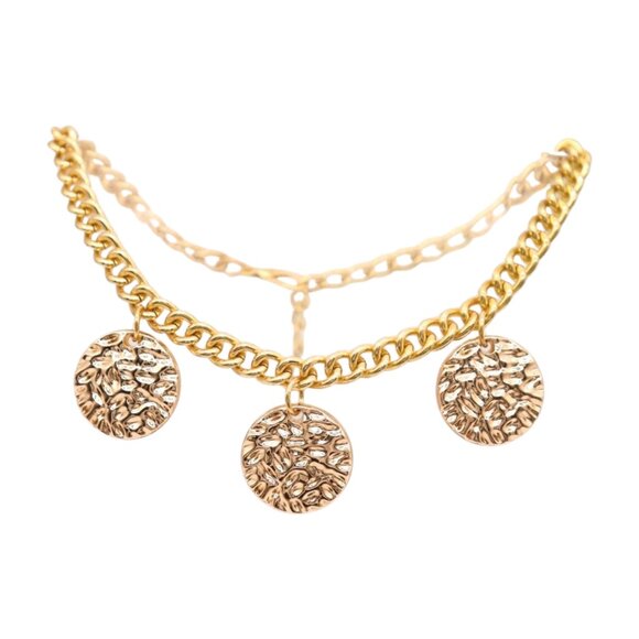 NEW Women Gold Metal Western Boot Chain Bracelet Anklet Shoe 3 Circles Charm SET - Picture 14 of 17